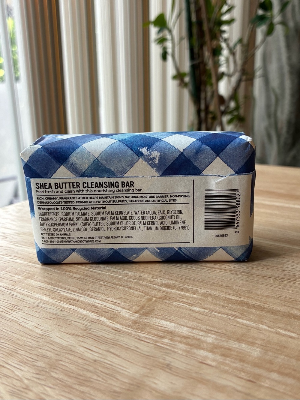 Bath & Body Works Gingham Shea Butter Cleansing Bar - Blue & White - Picture 2 of 3